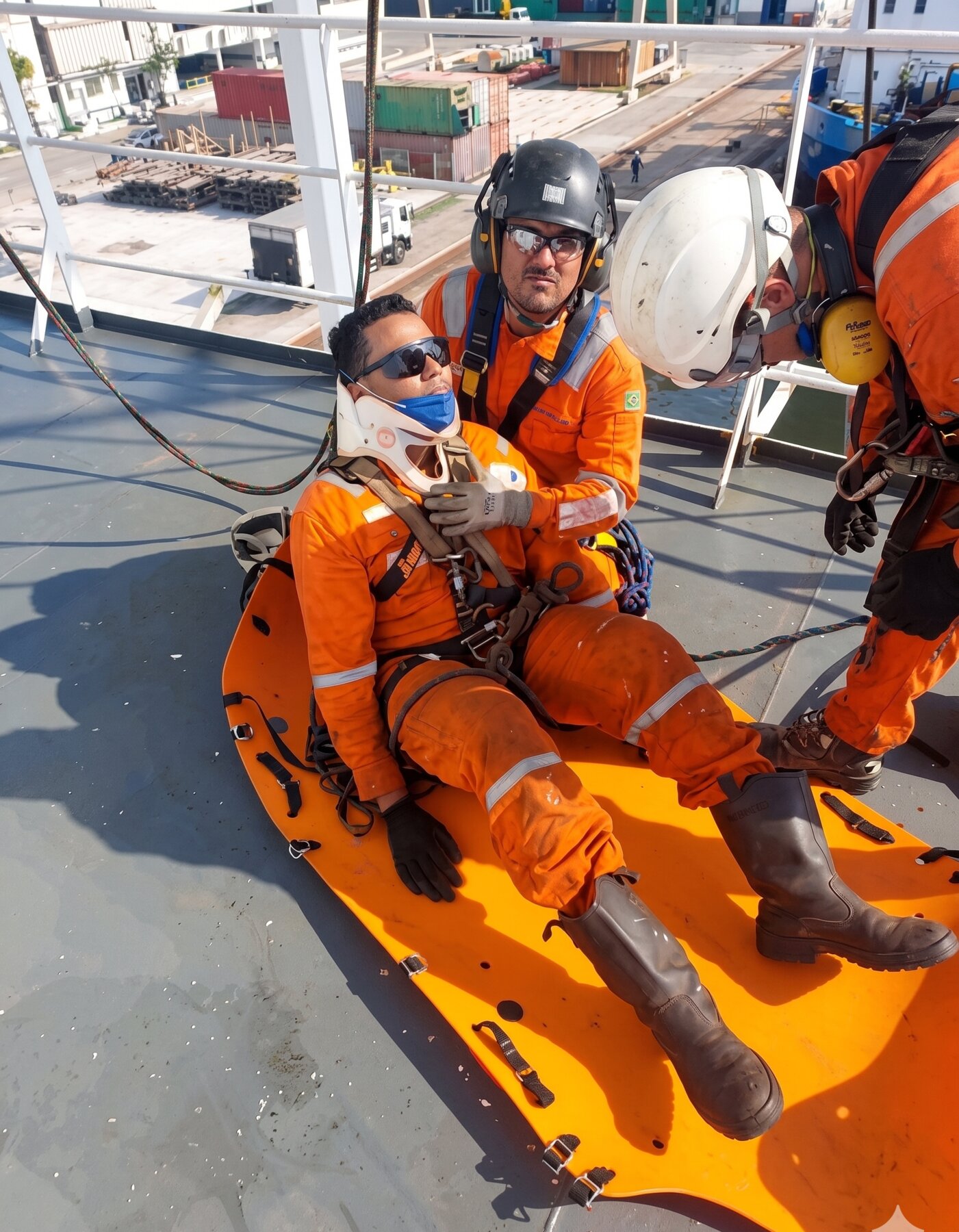 Equipe Abbanamar em simulado de resgate com maca